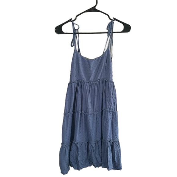 Shein Blue Sleeveless Tied String Flowy Dotted Mini Dress Women Sz XS - Picture 1 of 9